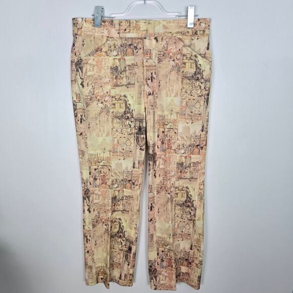 Vintage 60s/70s Izod of London City Scene Trouser Golf Pants USA Polyester 34" - Picture 1 of 9